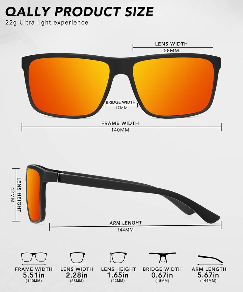 QALLY Store Polarized Sunglasses for Men Rectangular Frame Men's Polarized Sunglasses Sports Sunglasses with UV400 Protection - Image 4